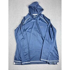 Fish Hippie Co Blue Hoodie Long Sleeve Performance Fly Fishing Shirt Mens Medium